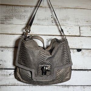 Juicy Couture Handbag Purse Leather Snake Gray Silver Embossed **STAIN**